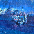 Abstract acrylic painting titled 'Brilliant Blue 4', 12x15 inches, by artist Dnyaneshwar Dhavale on Paper