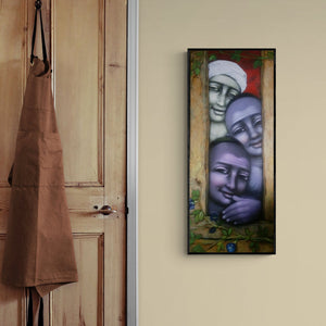 In-situ view of Apet Pramod's 'Broken Compound 2' painting in a room