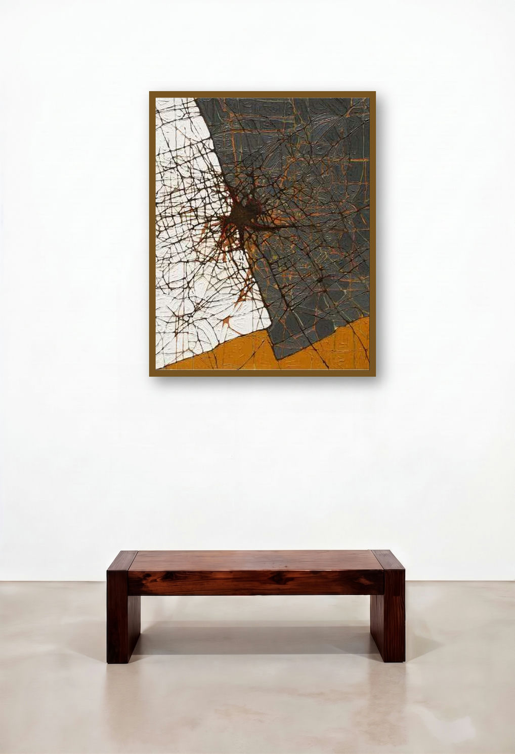 Brown Abstract by artist Santanu Dhar displayed in a Industrial Executive Office