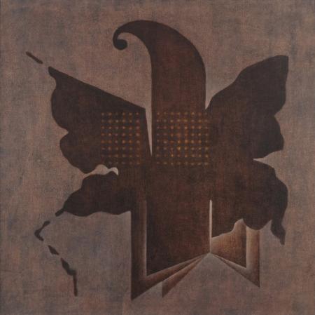 Abstract oil painting titled 'Brown Fold Abstract', 36x36 inches, by artist Santosh More on Canvas