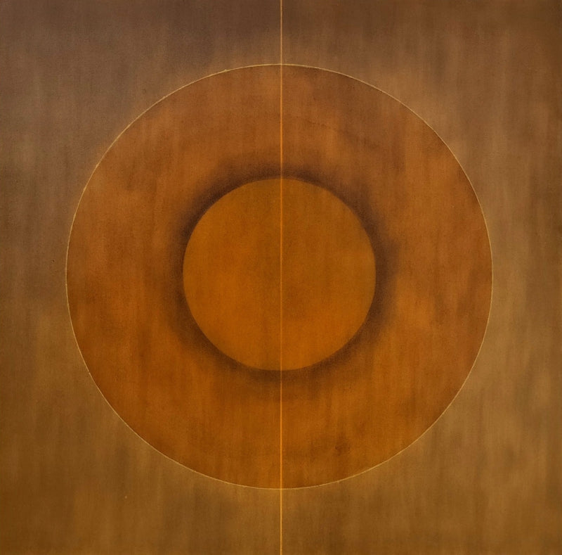 The Brown Within' contemporary mixed-media painting by artist Pradeep Ahirwar, 48x48 inch, on canvas
