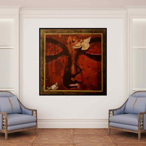 In-situ view of Anurag Jadia's 'Buddha 06' painting in a room