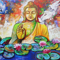 Buddha 2' religious acrylic painting by artist Arjun Das, 36x60 inch, on canvas
