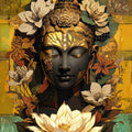 Buddha 2' religious mixed-media painting by artist Dnyaneshwar Ingle, 34x24 inch, on canvas