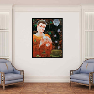 In-situ view of Arjun Das's 'Buddha 4' painting in a room