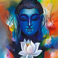 Buddha 7' religious acrylic painting by artist Sanjay Tandekar, 40x24 inch, on canvas