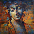 Buddha' religious acrylic painting by artist Sanjay Lokhande, 48x48 inch, on canvas