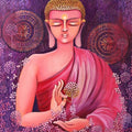 Religious acrylic painting titled 'Buddha A Way Of Living In Freedom', 36x30 inches, by artist NITU CHHAJER on CANVAS