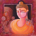 Figurative acrylic painting titled 'Buddha An Awakened Soul', 30x30 inches, by artist NITU CHHAJER on CANVAS