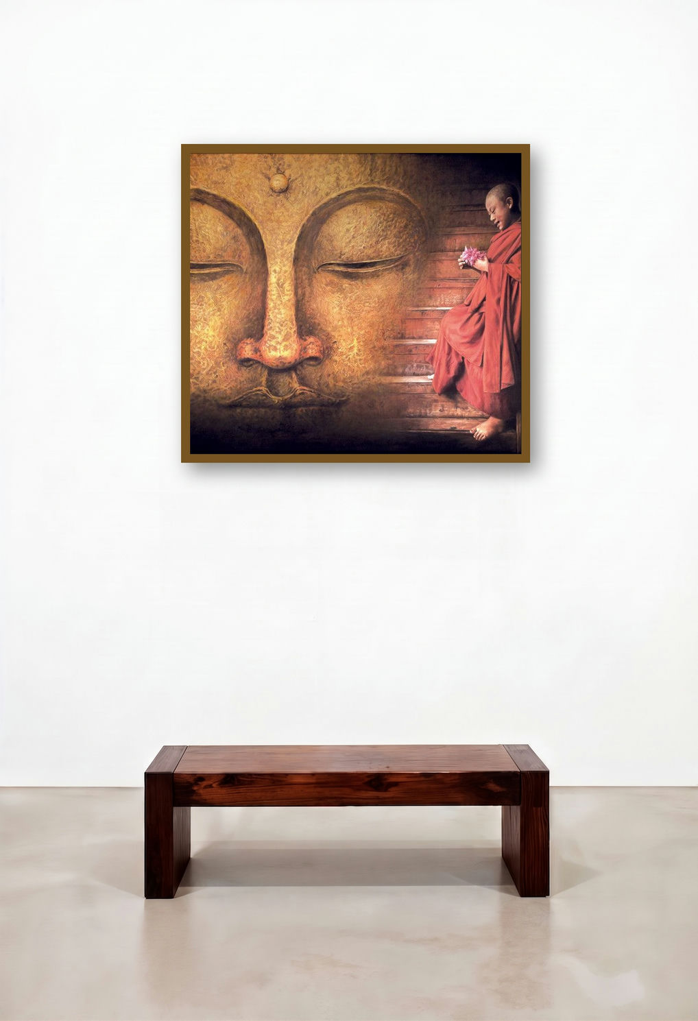 Buddha And Monk Praying