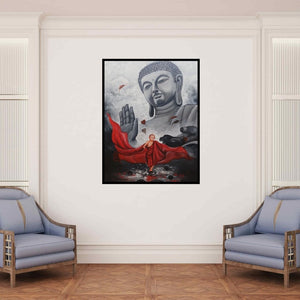 In-situ view of Arjun Das's 'Buddha And Monk10' painting in a room