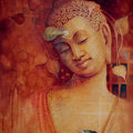 Figurative acrylic painting titled 'Buddha Bhavana', 30x24 inches, by artist Sanjay Lokhande on Canvas