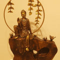 Buddha With Birds' religious Brass, Metal sculpture by artist Rohan Sonavane, 20x10 inch, on brass, metal