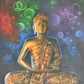 Religious oil painting titled 'Buddha Bronze', 36x48 inches, by artist Kamal Rao on Canvas