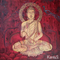 meditation acrylic painting titled 'Buddha Calm in Chaos', 30x30 inches, by artist Kanta SIngh on Canvas
