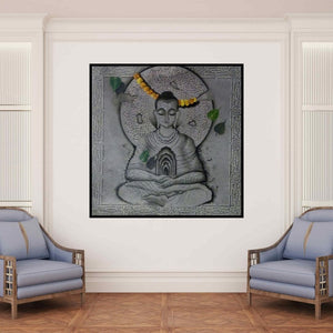 In-situ view of Mohd Shakeel Saifi's 'Buddha In Deep Meditation (Buddha Stone Meditation)' painting in a room