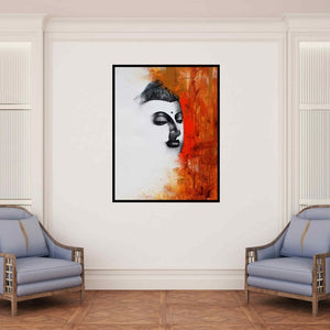 In-situ view of Narayan Shelke's 'Buddha Ii (Buddha Emerging Serenity)' painting in a room