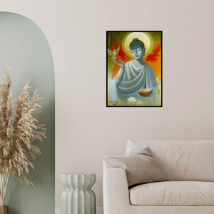 In-situ view of Sanjay Lokhande's 'Buddha Vigilance' painting in a room