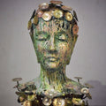 Figurative sculpture titled 'Buddha With Nature', 16x10x6 inches, by artist Dinesh Singh on Brass