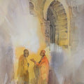 Buddhas Way' religious watercolor painting by artist Milind Bhanji, 16x12 inch, on paper