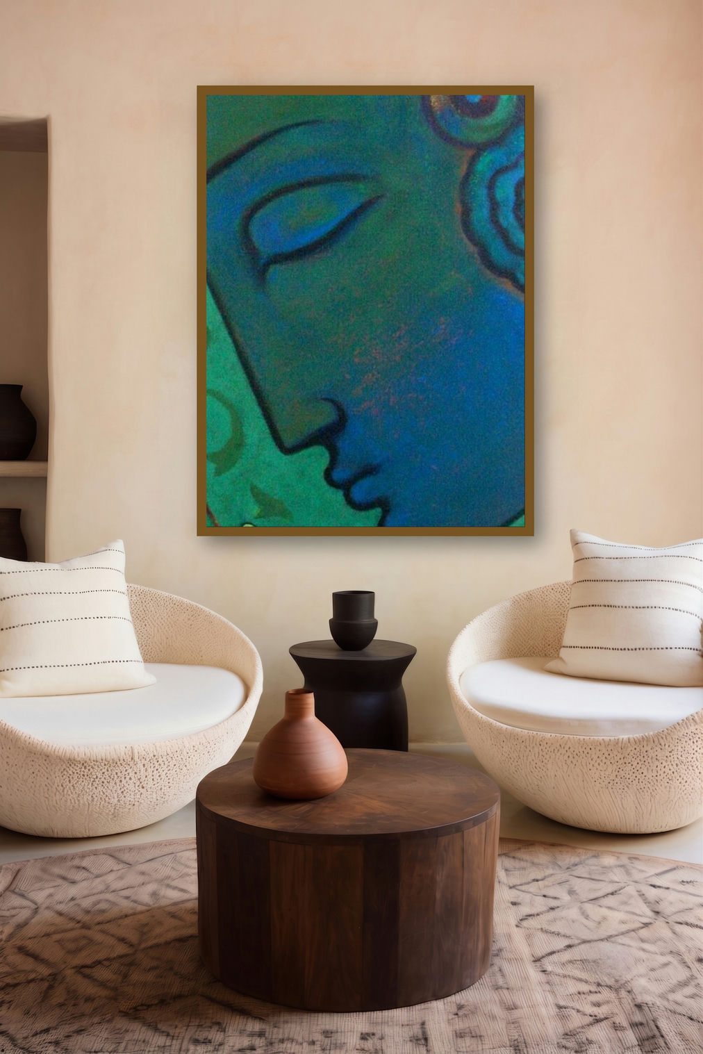 Budha (Serene Contemplation) by artist Sanjay Bhalerao displayed in a Minimalist gallery
