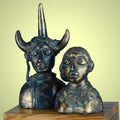 Figurative sculpture titled 'Budhiya Budharu', 11x9x6 inches, by artist Kishor Sharma on Bronze