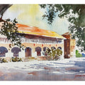 Landscape watercolor painting titled 'Building From Agriculture University Pune', 14x10 inches, by artist Soven Roy on Paper