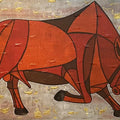 Animals acrylic painting titled 'Bull 17', 36x48 inches, by artist Vijay Belde on Canvas