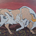 Bull' animals acrylic painting by artist Siddharth Chaudhuri, 22x34 inch, on canvas