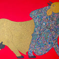 Bull' animals acrylic painting by artist Sreekanth Kurva, 36x48 inch, on canvas