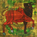 Animals acrylic painting titled 'Bull 35', 30x36 inches, by artist Vijay Belde on Canvas