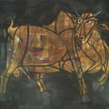 Animals acrylic painting titled 'Bull 36', 30x36 inches, by artist Vijay Belde on Canvas
