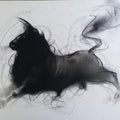Animals charcoal painting titled 'Bull 9', 14x20 inches, by artist Ganesh Hire on Paper