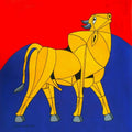 Animals acrylic painting titled 'Bull 90', 36x30 inches, by artist Vijay Belde on Canvas