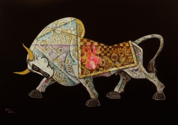 Bull Celebration Xii Painting by Dinkar Jadhav | ArtZolo.com