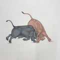 Bull Fight' animals miniature Traditional Art by artist Unknown, 13x15 inch, on paper