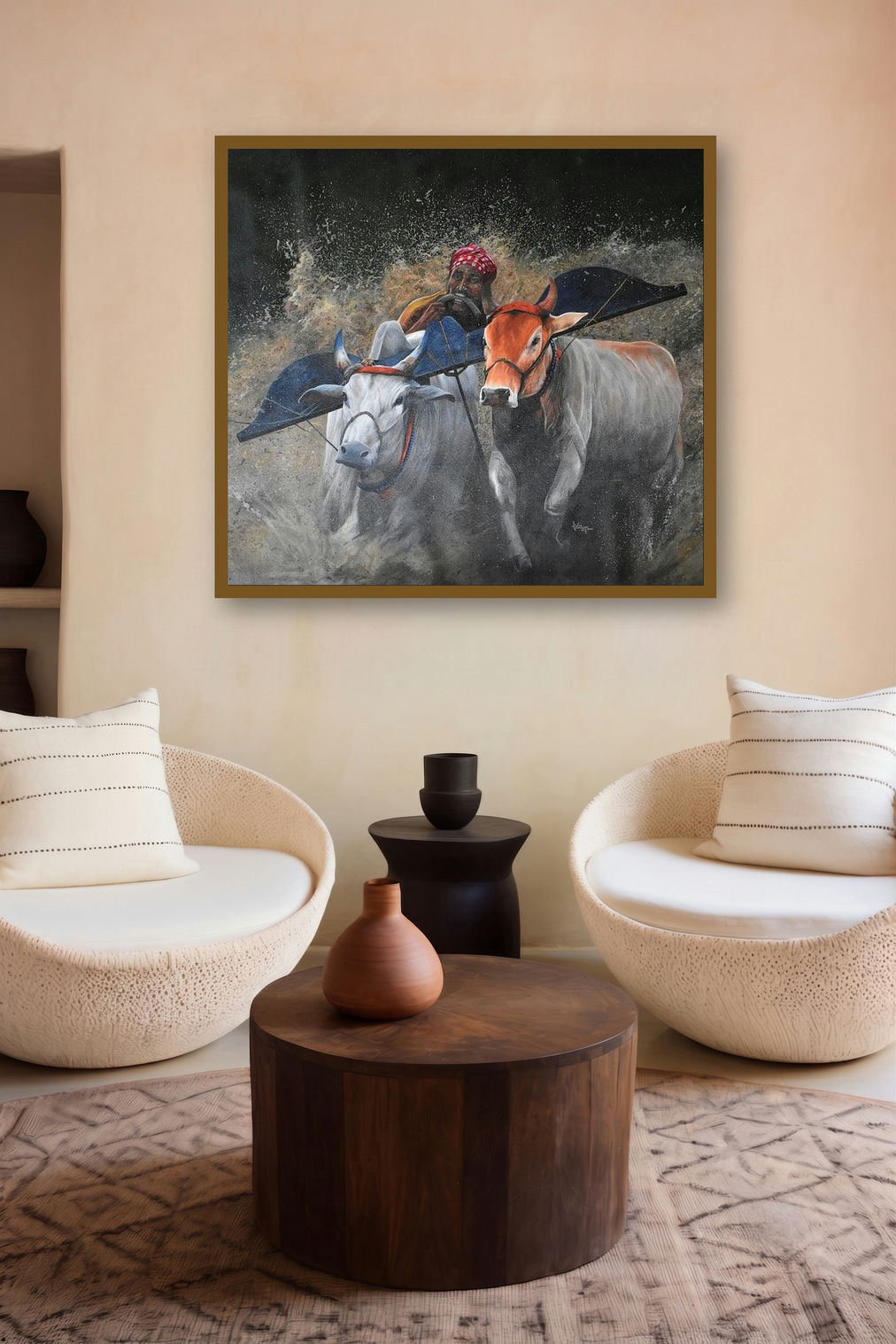 Bull Race (The Thrill of the Chase) by artist Lisha N T displayed in a Contemporary Exhibition gallery
