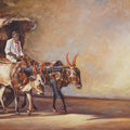 Bullockart' figurative oil painting by artist Sriram Chinnadurai, 18x40 inch, on canvas