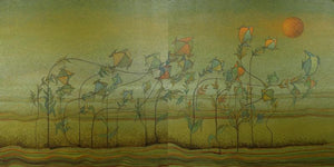 Burning Desire 4 ( Diptych ) by Vaishnavi Naik, Original Acrylic Contemporary Painting on Canvas, X-Large Horizontal Wall Art