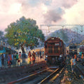 Cityscape acrylic painting titled 'Busy Platform', 36x48 inches, by artist Bijay Biswaal on Linen