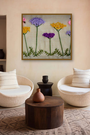 Butterflies In A Yarrow Garden by artist Mohna Paranjape displayed in a Luxury gallery