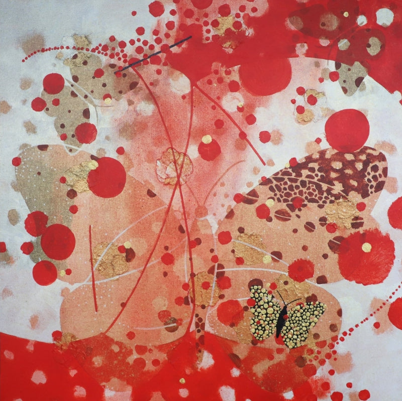 Butterfly 5' abstract acrylic painting by artist Asif Sharief Shaikh, 24x24 inch, on canvas