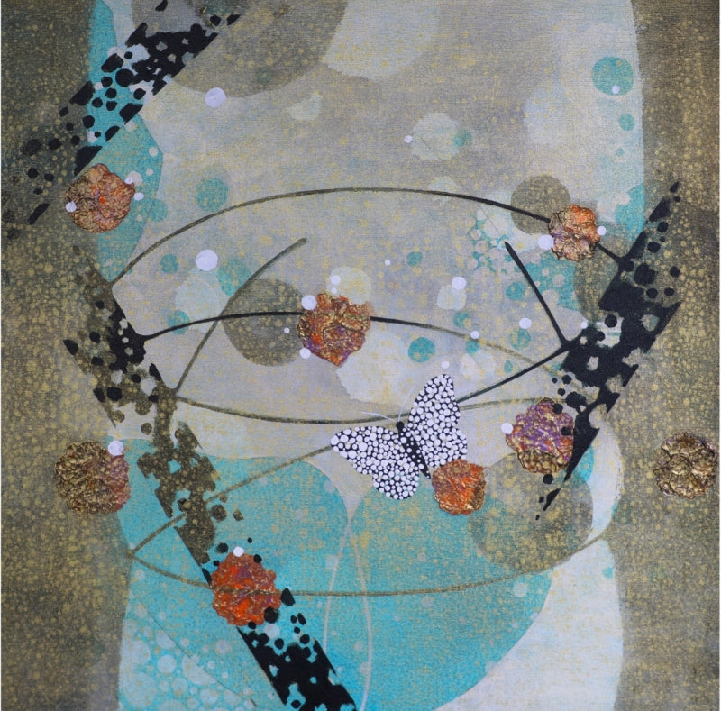 Butterfly 7' abstract acrylic painting by artist Asif Sharief Shaikh, 24x24 inch, on canvas