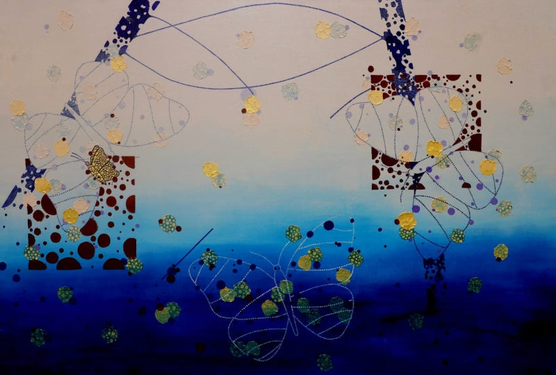 Butterfly' abstract acrylic painting by artist Asif Sharief Shaikh, 48x72 inch, on canvas