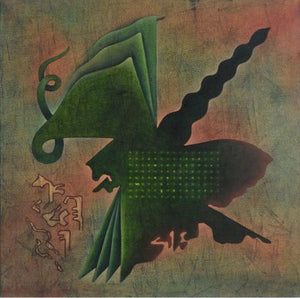 Butterfly Abstract by Santosh More, Original Oil Abstract Painting on Canvas, Medium Square Wall Art