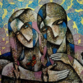 The Butterfly Effect' figurative acrylic painting by artist Ranjith Raghupathy, 30x49 inch, on canvas