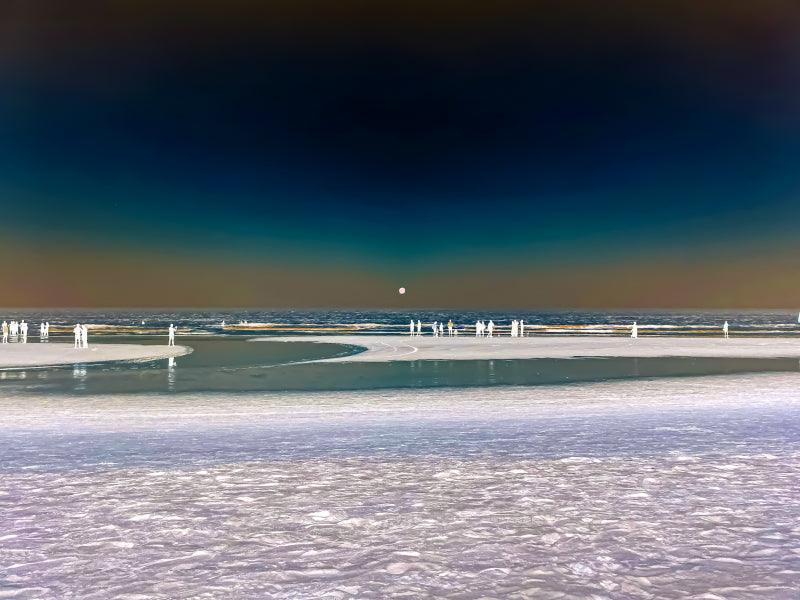 Seascape Digital Painting digital art titled 'By The Polar Beach', 14x19 inches, by artist Sumit Mehndiratta on canvas