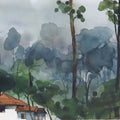 'Cabin Doen In The Woods' landscape watercolor painting by artist Prashant Prabhu, 22x30 inch, on paper