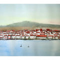 Cityscape watercolor painting titled 'Cadaques Spain', 7x11 inches, by artist Arunava Ray on Paper