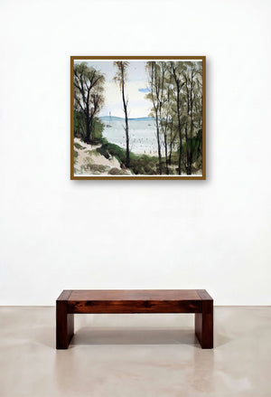 Cala Violina Tuscanny (Coastal View) by artist Arunava Ray displayed in a Industrial Penthouse